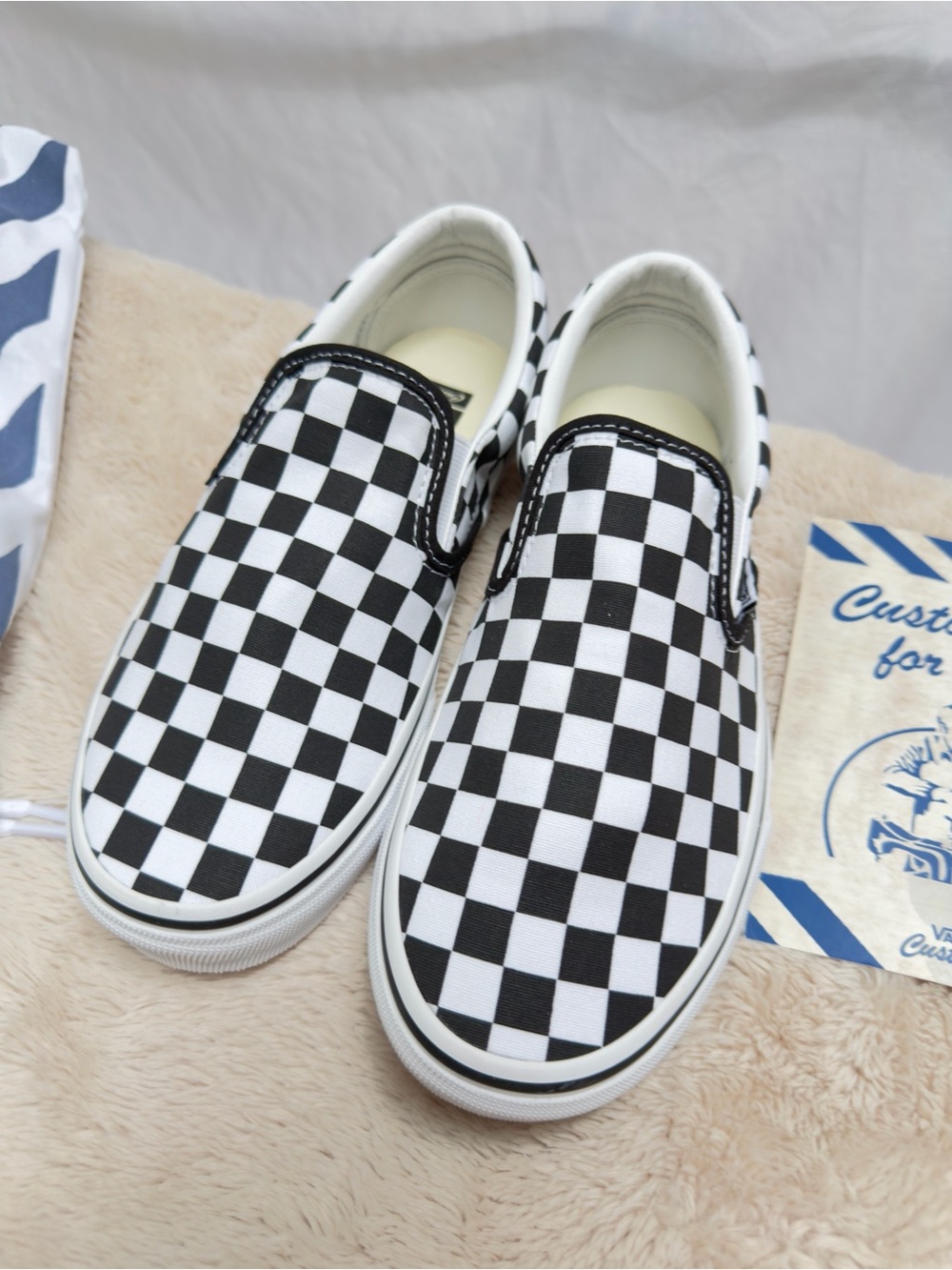 Custom Women’s Vans Checkerboard Slip-On Loafers - Black & White- new! Size 8W - Picture 6 of 10